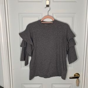 THML Gray ruffle sweater